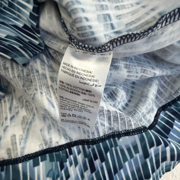 Chico's Womens Geometric Print Bell Sleeve Top Size 2, Large Blue 100% Cotton - Picture 7 of 7